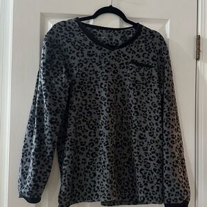 Leopard Print Long Sleeve Pajama Top